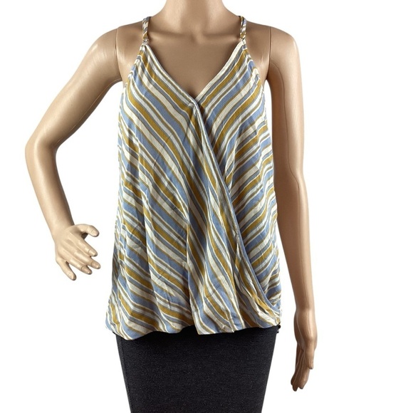 Market & Spruce Mac Surplice Tank Top Size L Blue Stripe - Picture 1 of 5